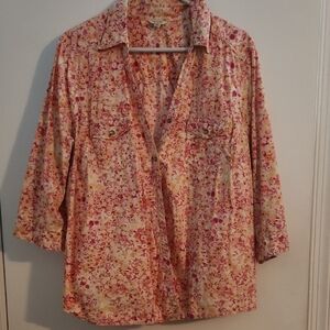 Sonoma Pink and Orange Boxy Button Down Shirt
